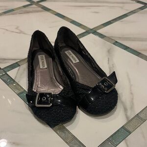 Steve Madden Black Textured Flats with Buckle